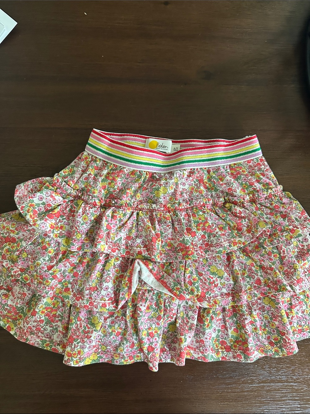 Mini Boden Floral Ruffle Skort in Pink, Yellow, Green